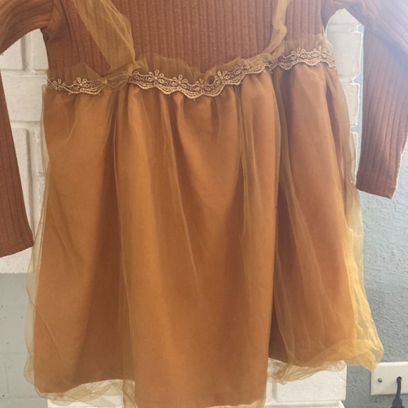 Girls 7/8 Last Leaf Fall Dress Golden Yellow Honey Dress Sheer Ribbed - Picture 11 of 14